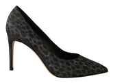 Sofia Black Leopard Leather Stiletto High Heels Pumps Shoes -   -  Sofia.